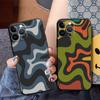 Phone Case for iPhone XR XS X 13 Mini SE 7 8 6S 11 Pro Max 12 14 Plus Swirl Abstract Pattern In Beige And Sage Coque Black