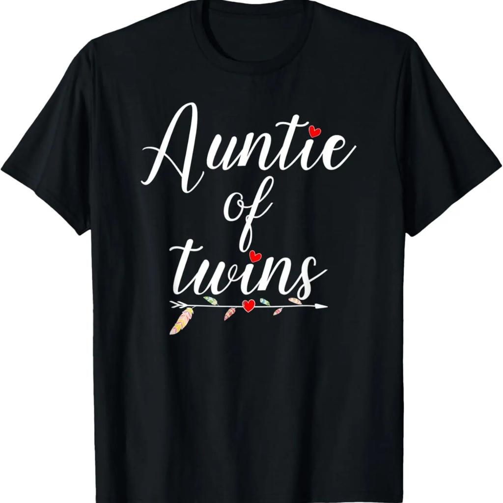 Auntie of Twins Funny Double Red Heart Aunt Women Pajama T-Shirt