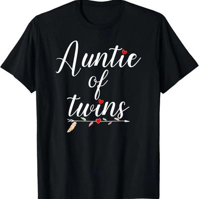 Tante de Jumeaux Drôle Double Cœur Rouge Tante Femme Pyjama T-Shirt
