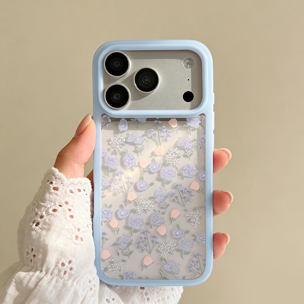Full screen small orchid transparent mobile phone case, suitable for Apple 17/16Promax mobile phone case, iPhone15 protective case.