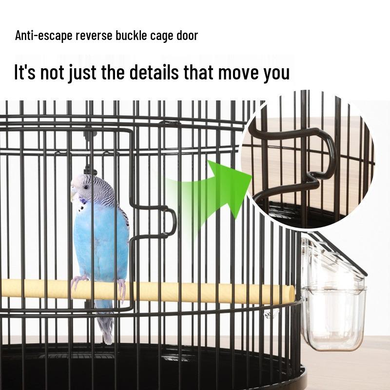 Luxury Large Round Metal Bird Cage for Parrots, Budgies, Cockatiels, and Mynahs – Complete Set