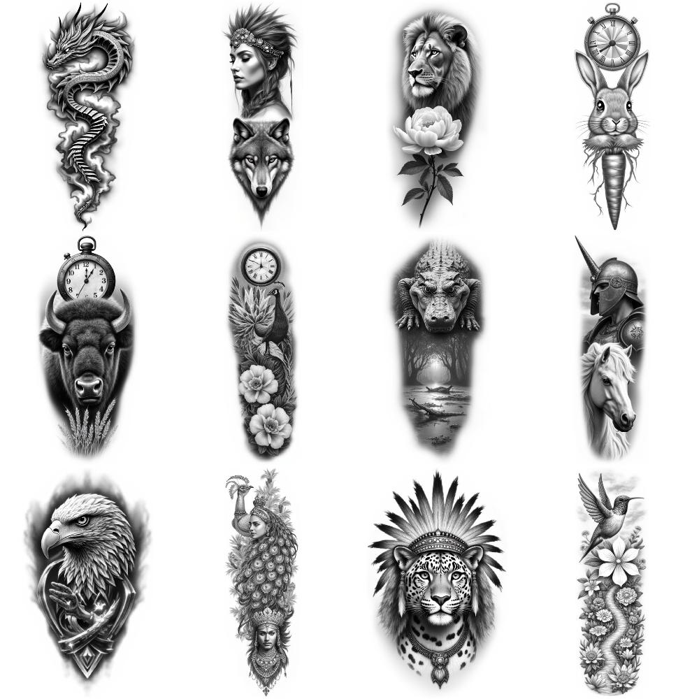 12 Stück Temporäre Tattoos Realistische Temporäre Tattoos Blumen Kolibri Uhr Für Erwachsene Arm Oberschenkel