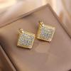 2024 Rhinestone Geometric Double-Sided Diamond Earrings: Elegant, Light Luxury Design for Women