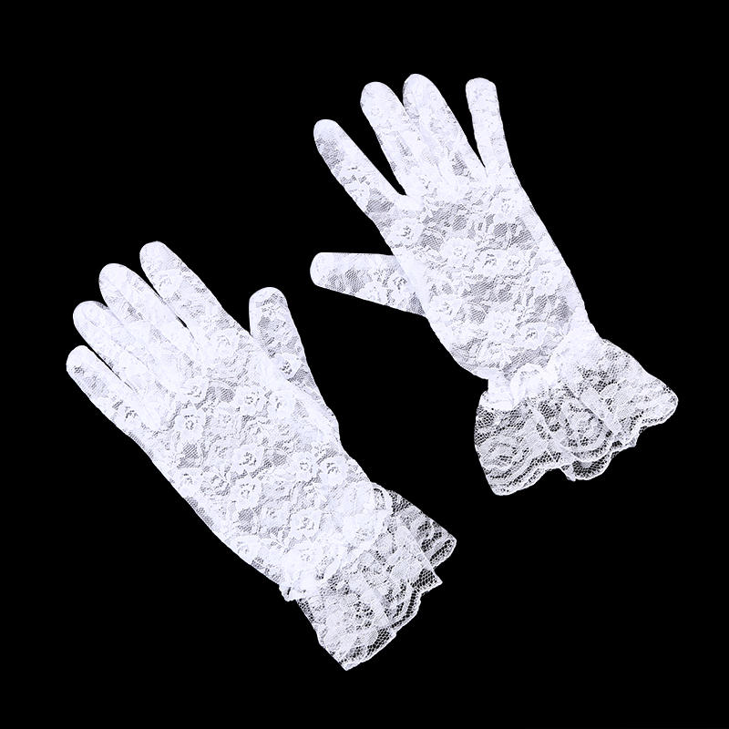 Women's Sexy Lace Short Gloves Sunscreen Breathable Thin Soft Full Finger Mittens Elegant Bride Multi purpose Gloves
