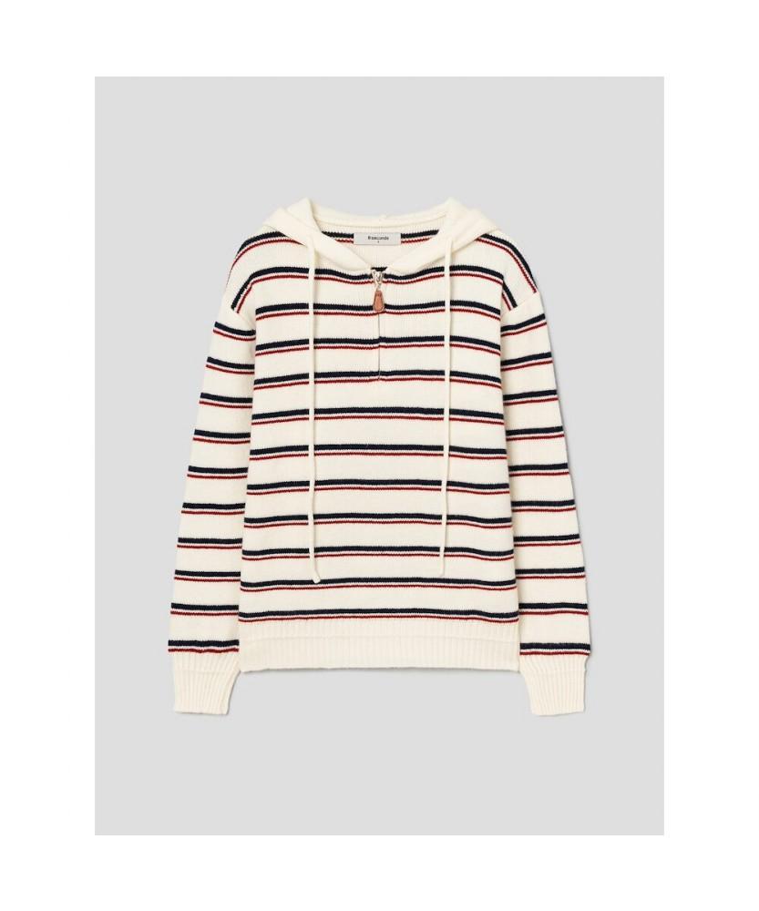 8SECONDS Striped Half-Zip Ivory