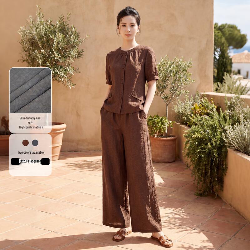 Qian Bainian Women s Jacquard Tencel Two-Piece Set L