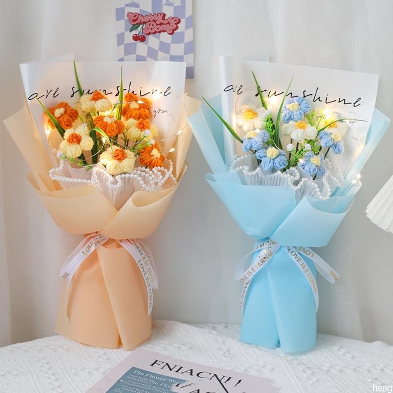 Artificial Flower Crochet Bouquet Eternal Flowers Valentine's Day Graduation Bouquet Wedding Guest Gift New Year Bouquet Flowers