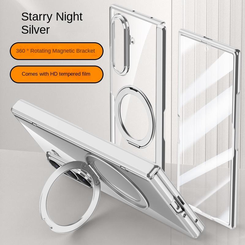 For Samsung Galaxy Z Fold 7 Case Luxury Plating Magsafe Ring Stand Magnetic Protective Back Cover Case For Samsung Z Fold7 Shell