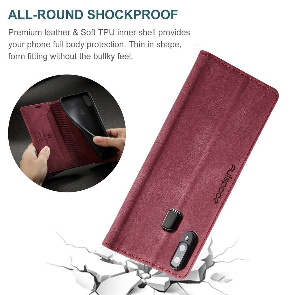 Premium Vintage Leather Wallet Case for Samsung Galaxy A40 - RFID Blocking, Flip Cover with Card Slots (4 Colors)