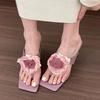 2025 High heels Summer Flip Flops Open Toe Flowers Bohemian S For  Sandals Leather Sandals Woman New