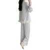 Ice Silk Pajama Set - Women's Long Sleeve & Pants with Lace, Sweet Style, Wearable Outdoors, 2025 Collection