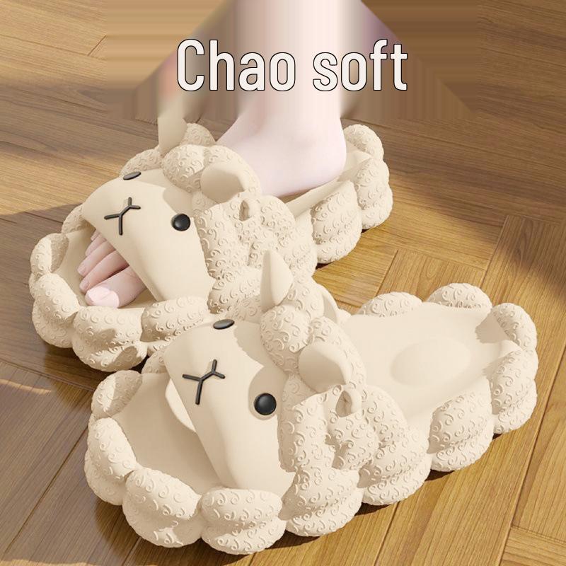 Women's Cute Sheep Slippers: Non-Slip, Cozy Indoor/Outdoor Footwear with Unique Step-on-Feeling Sandal Design.