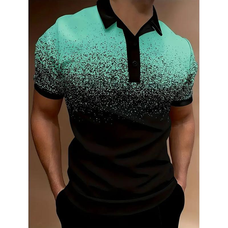 Paint Spot Print Polo Shirt For Men Simple Trend Essential Basics Short Sleeve Button Golf Shirts 2025 Summer Hot Top Wholesale