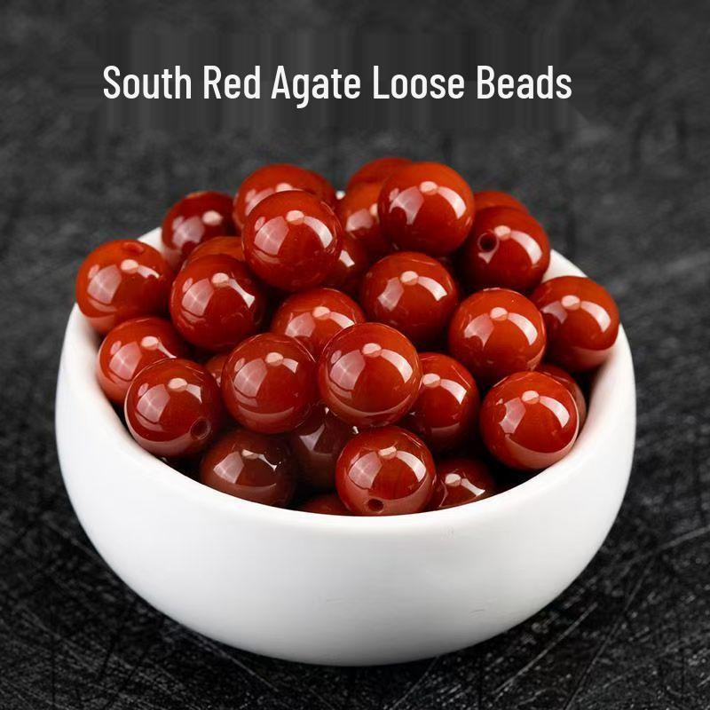 Natural Red Agate Round Beads for DIY Handmade Bracelets and Wenwan Accessories 6mm