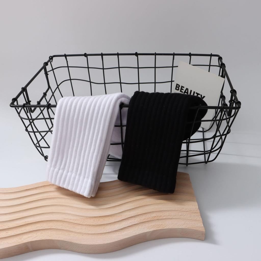 Solid Color Towel Bottom Socks Black And White Medium Tube Socks Simple Versatile Sports Basketball Stockings Cotton Socks