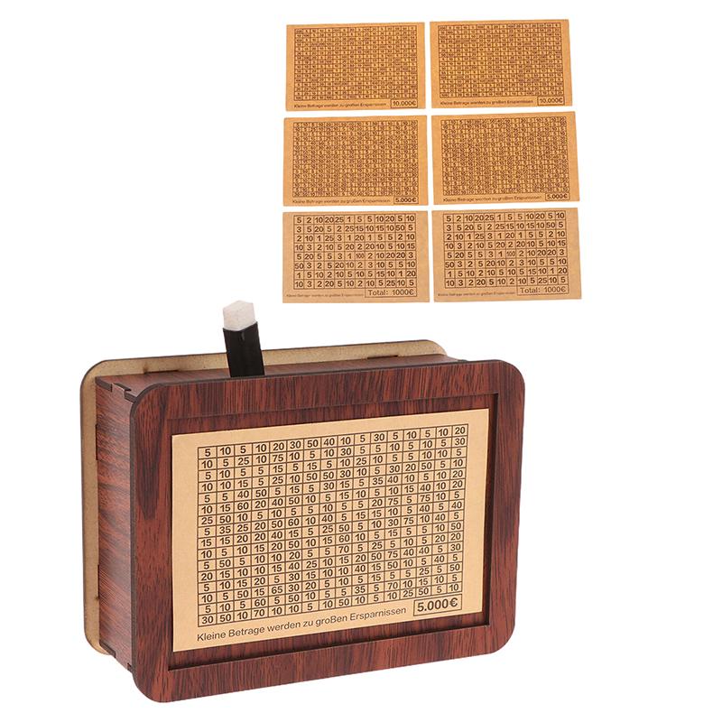 1 Sada Dřevěná Pokladnička Nádoba na Peníze Pokladnička Pro Úsporu Hotovosti Pouzdro na Poklad Mince 1000/5000/10000 Euro