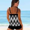 Women's Swimwear Tankini 2 Piece Swimsuit Red Flowers Print Vacation Bathing Suits