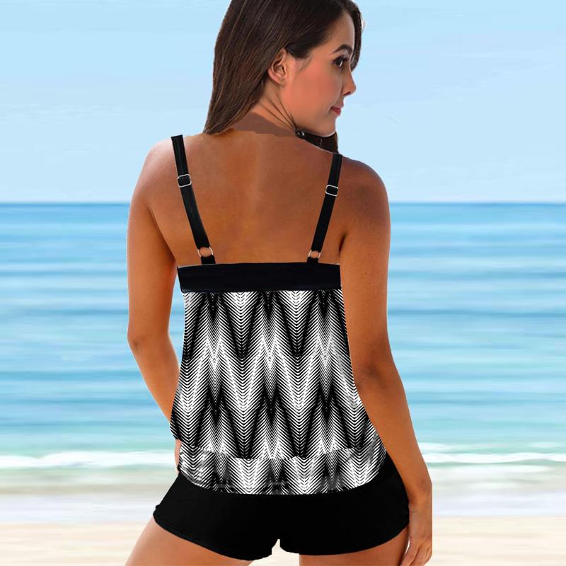 Women's Swimwear Tankini 2 Piece Swimsuit Red Flowers Print Vacation Bathing Suits