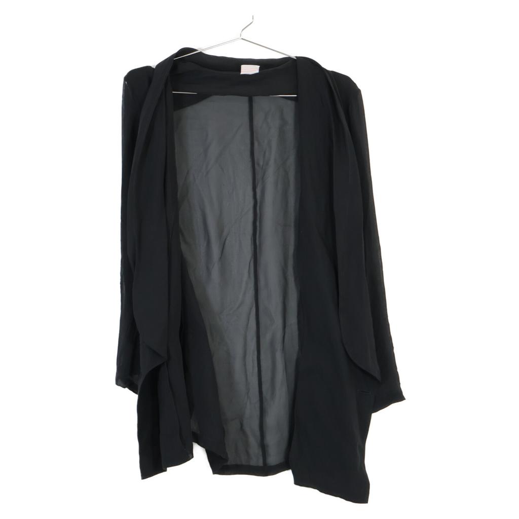 LORETTA CAPONI [Excellent Condition/2013 Model] 25-010-510-0008 100% Silk, Shell Button, Double-breasted, Sheer Jacket S blackUsed