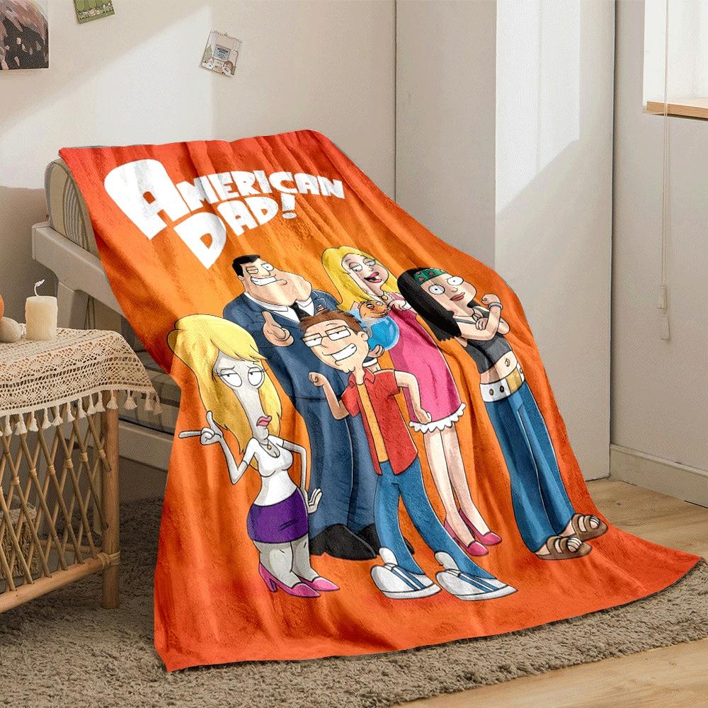 Animated Characters with Various Poses and Orange Background. for All Seasons Blanket Lunch Break Throw Gift