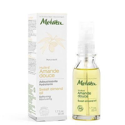 Huile D'amande Douce BIO - MELVITA - Flacon Pompe 50 Ml - Vegan - Riche En Vitamines A Et E - Hydratante