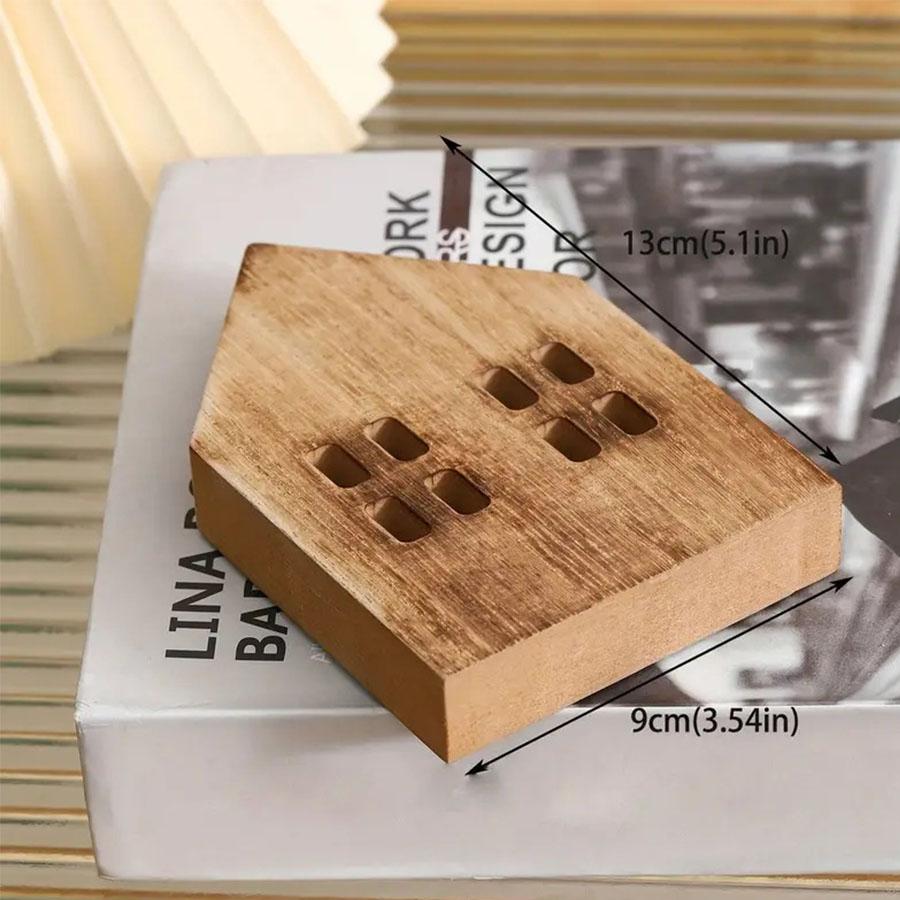 

Scandinavian Wooden Miniature House Desktop Decor for Home Living Room Table Craft коричневий