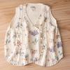 Floral Knitted Sweater Vest Vintage Button Autumn Sleeveless Vest Waistcoat
