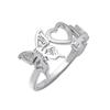 Trendy Diamond Butterfly Heart Open Ring - Unique Musical Note Design for Couples