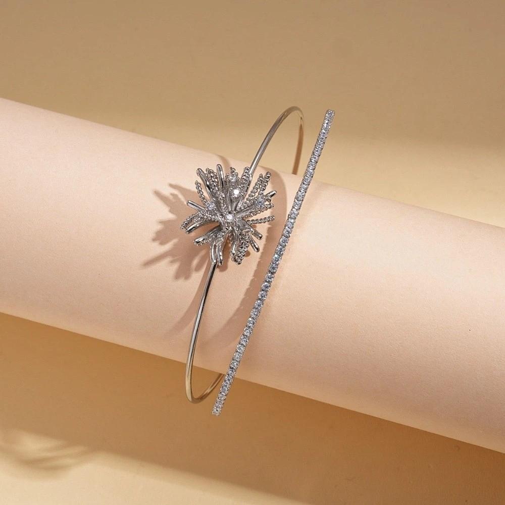Arm Cuff Flower Cuff Bangles Zircon Exaggerated Bracelet  Party Dress Decoration