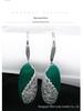 Jade Angel Thai Silver 925 Sterling Earrings with Synthetic Garnet and Green Agate Cat's Eye Dangle Design.