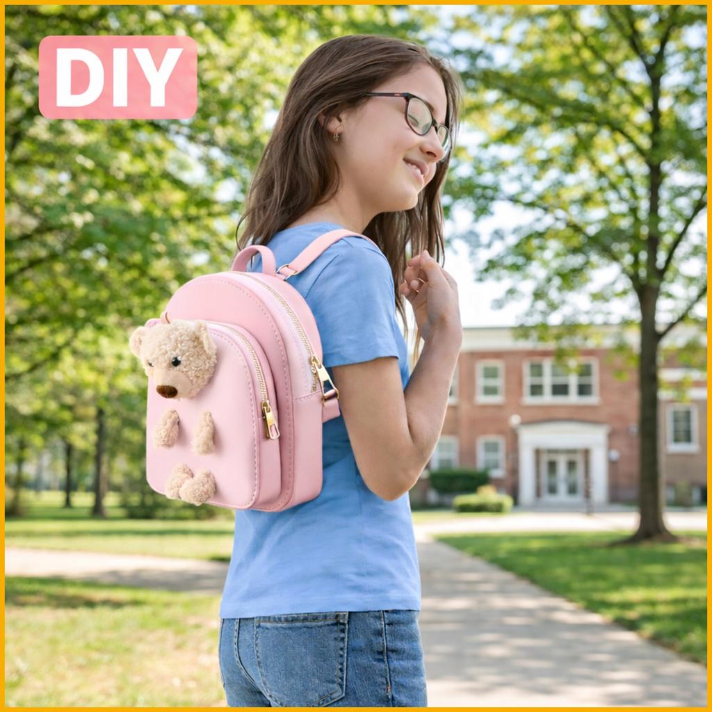 [PACZA] DIY Creative Backpack for Self-sewing with a Teddy Bear, 19 Pieces, Z3360