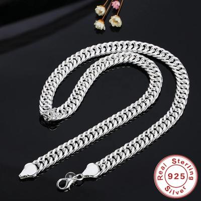 New 925 Silver 20/22/24 Inch 6mm/10MM Side Chain Necklace For Woman Man Fashion Charm Jewelry Gift