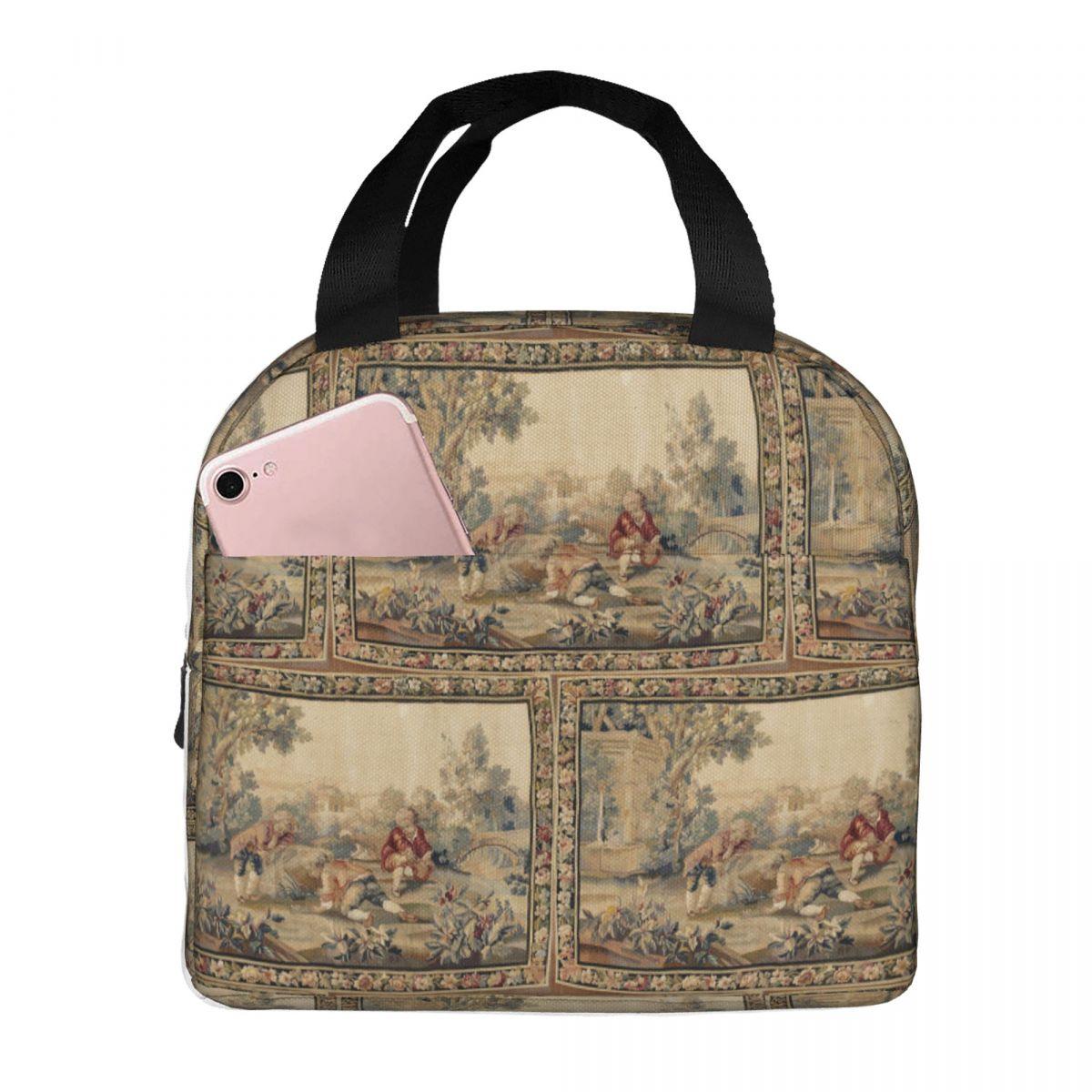 Aubusson Antique French Tapestry Print Insulated Lunch Bag for Kids School Cooler Thermal Food Box Tote Lunch Boxes Container One Size