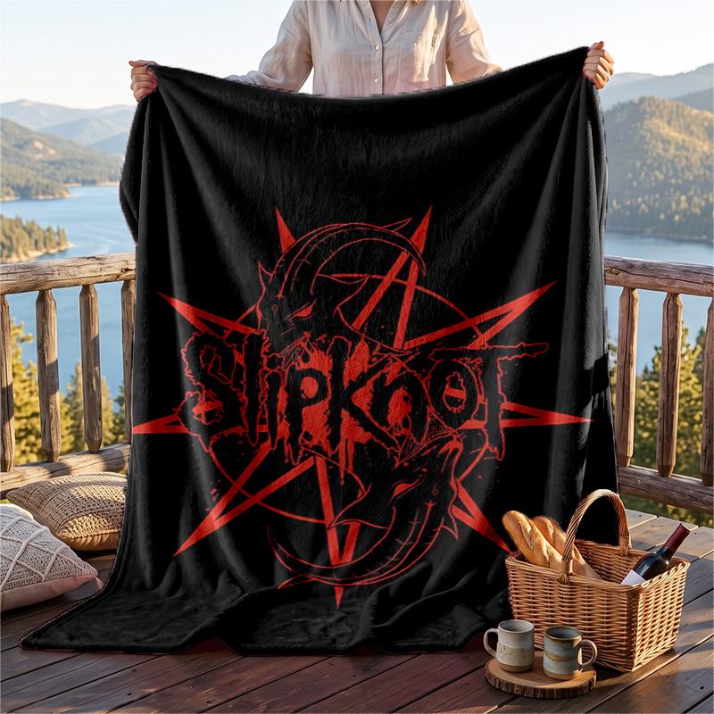 Warm Flannel Blanket Slipknot Pattern, Lightweight Comfortable Throw Blanket for Bed Sofa Use