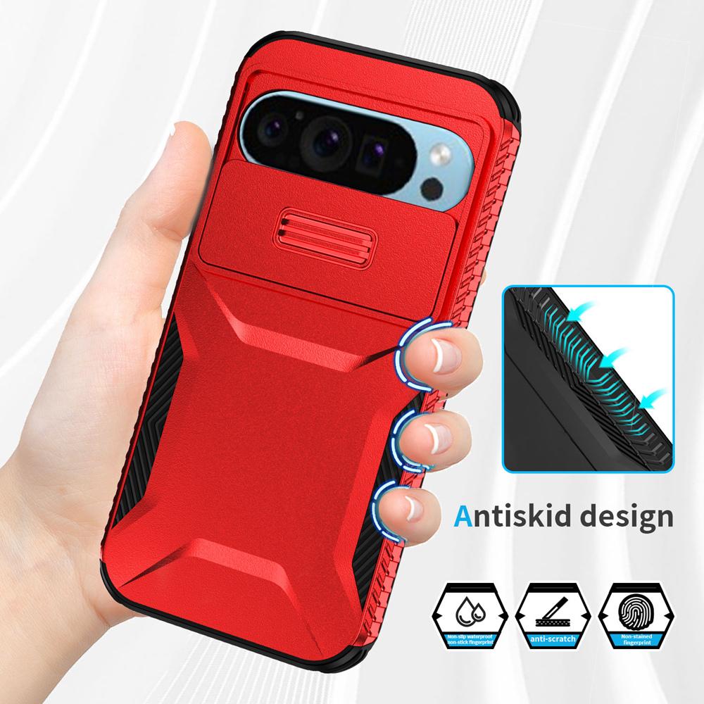 KEYSION Nárazuvzdorné pouzdro Armor Case pro Google Pixel 9 Pro XL Slide Ochrana objektivu fotoaparátu Zadní kryt telefonu pro Google Pixel 8 Pro 8A
