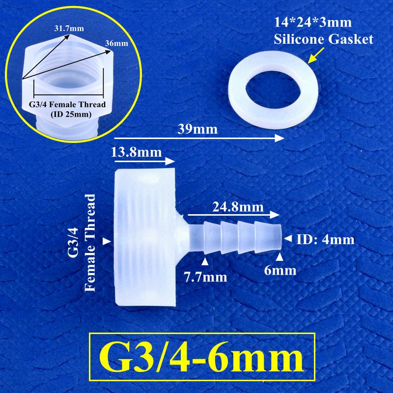 PP Direct Connector G1/2" 3/4" Female Thread To 4~25mm Barb Joint Micro Irrigation Garden Water Pagoda Hose Joint Aquarium Tank Fittings