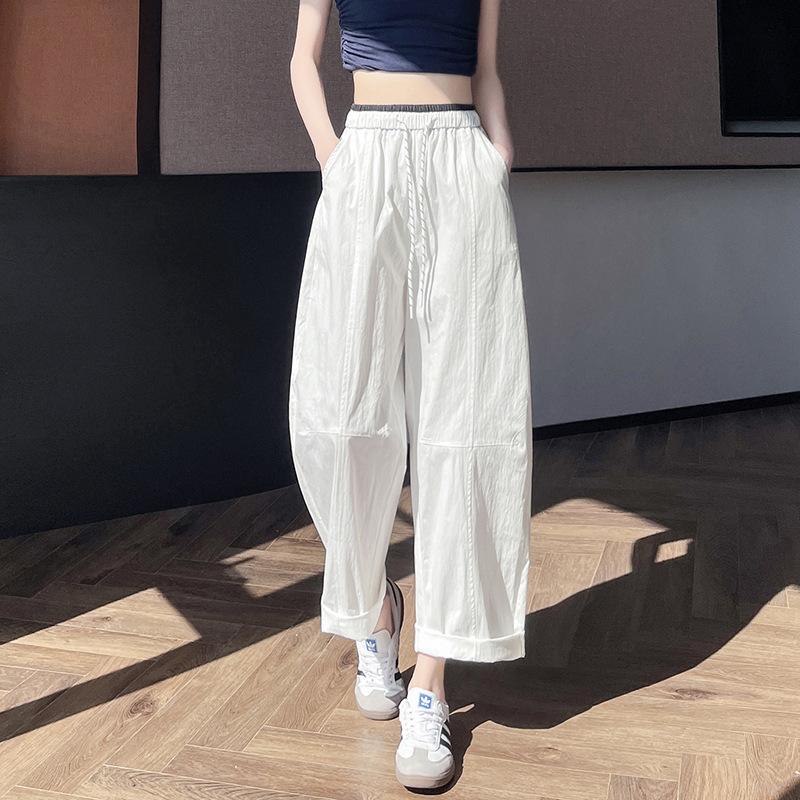 

Летние новые быстросохнущие воздушные брюки Balloon, брюки Ninepoint, женские повседневные брюки Scimitar с эластичной талией и свободным кроем 2XL белый