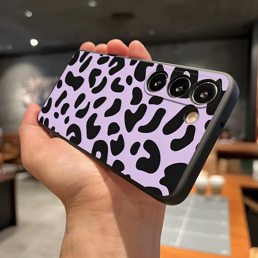 S-Stylish C-Cute Leopard Phone Case For Samsung A56 A36 A26 A16 A15 A25 A35 A55 A14 A34 A24 A54 Black Soft Shell