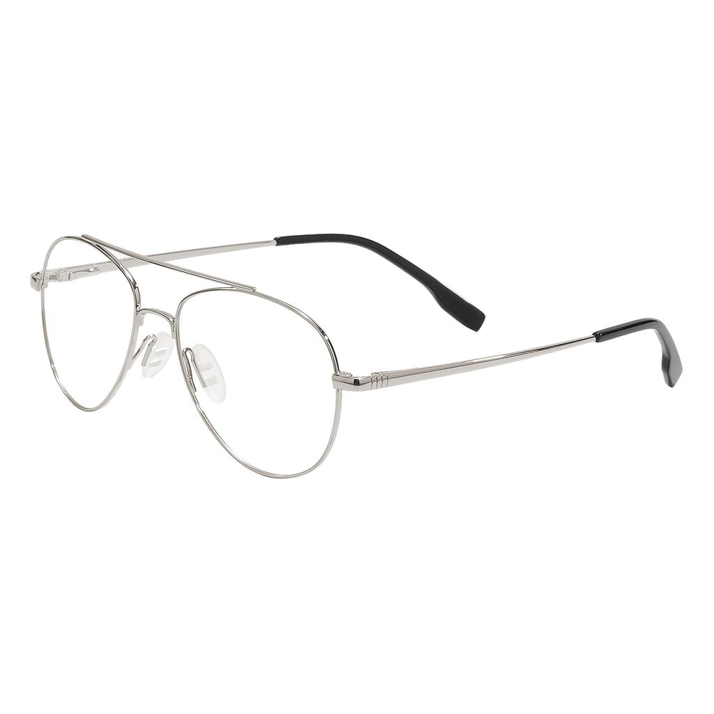 Men Women Double Bridge Eyeglasses Frame Metal Full Rim Pilot Glasses Frame With Spring Hinge For Optical Prescription Lenses