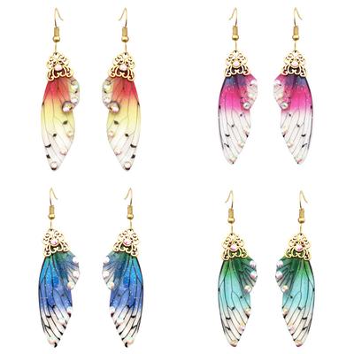 Colorful Butterfly Wing Earrings Unique Fairy Wing Drop Earrings Fashion Insect Jewelry For Women Girls Jewelry Gifts