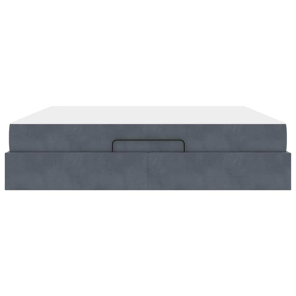 Bed Frame with Mattress 2 pcs Dark Grey Velvet