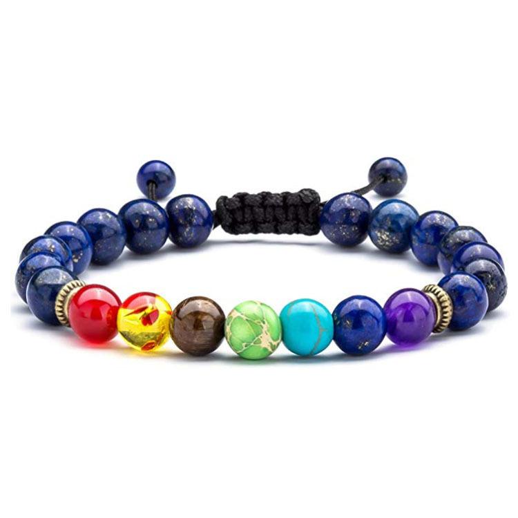 Unisex 7 Chakra Beads Lava Rock Gemstone Bracelet 8mm Double Layer Row Adjustable Yoga Stone Energy Healing Bracelets Trendy