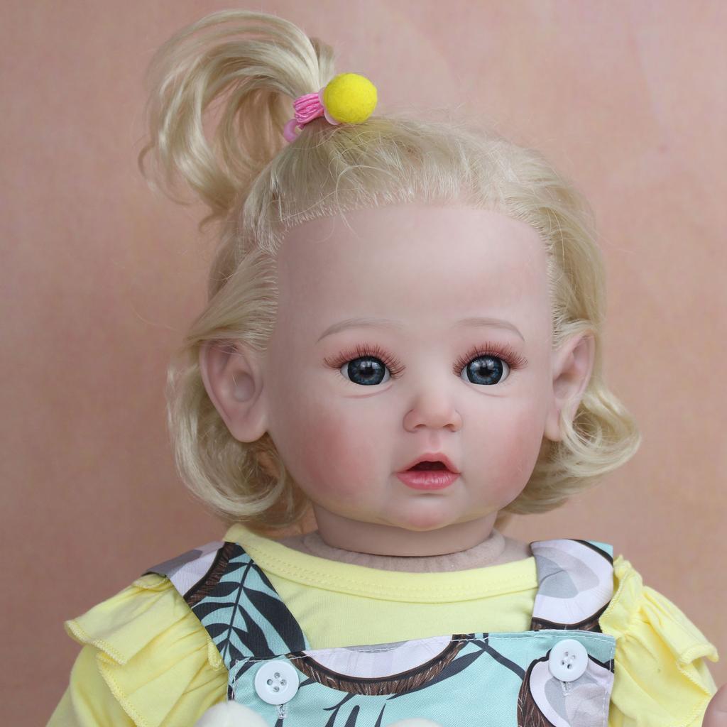 BZDOLL 60 cm 3D-maling Hud Myk Silikon Reborn Baby For Girl Realistisk Prinsesse Småbarn Art Dukke Klut Blondt hår med vaskulært hår