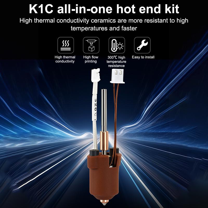 For Creality K1C K1 Max End Ceramic Heating Block Kit Heat Break Resistance End 3D Printer Parts Quick-Swap Nozzle Kit