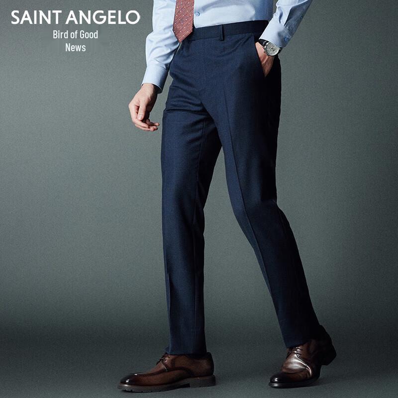 

Baoxiniao Men s Twilight Blue Plaid Wool Suit Trousers 180/84