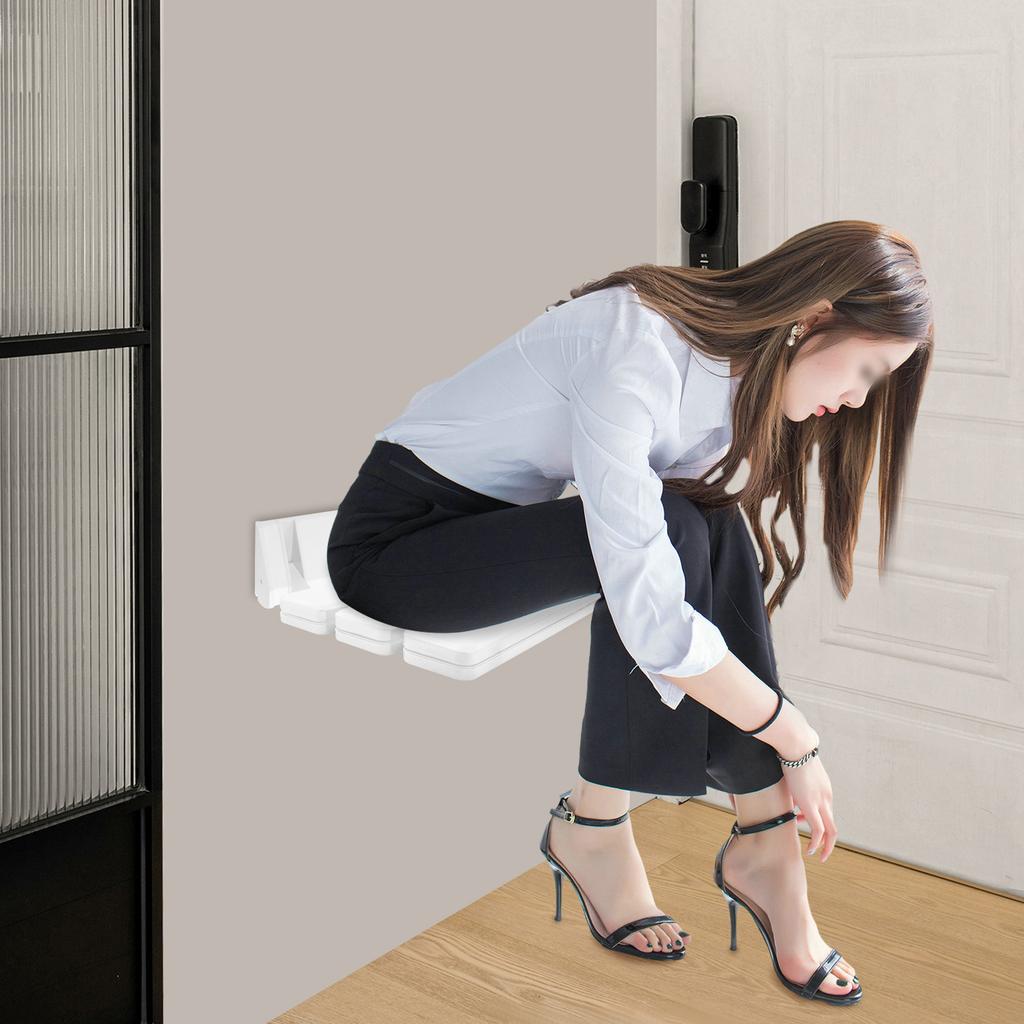 Wall Mounted White Foldable Shower Seat Anti Slip Shower Chair 130kg Used On The Walls Of Bathrooms, Shower Rooms, Porches