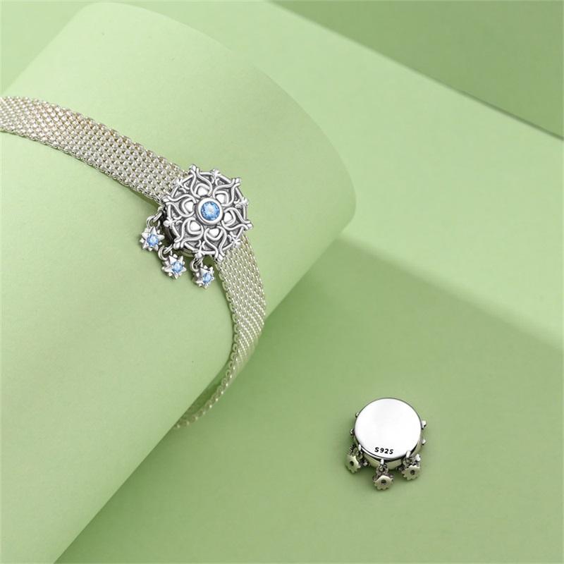 New 925 Silver Lucky Four Leaf Clover Donut Lotus Charms Flat Beads Fit 3mm 925 Bracelets DIY Friendship Jewelry