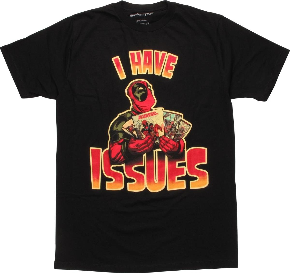 Marvel Deadpool I Have Issues Comics 100% Cotton T-shirt Mens Womens Tees Top XL