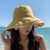 New bucket hat women's summer double-sided large brim sunshade sun protection hat face protection UV sun hat