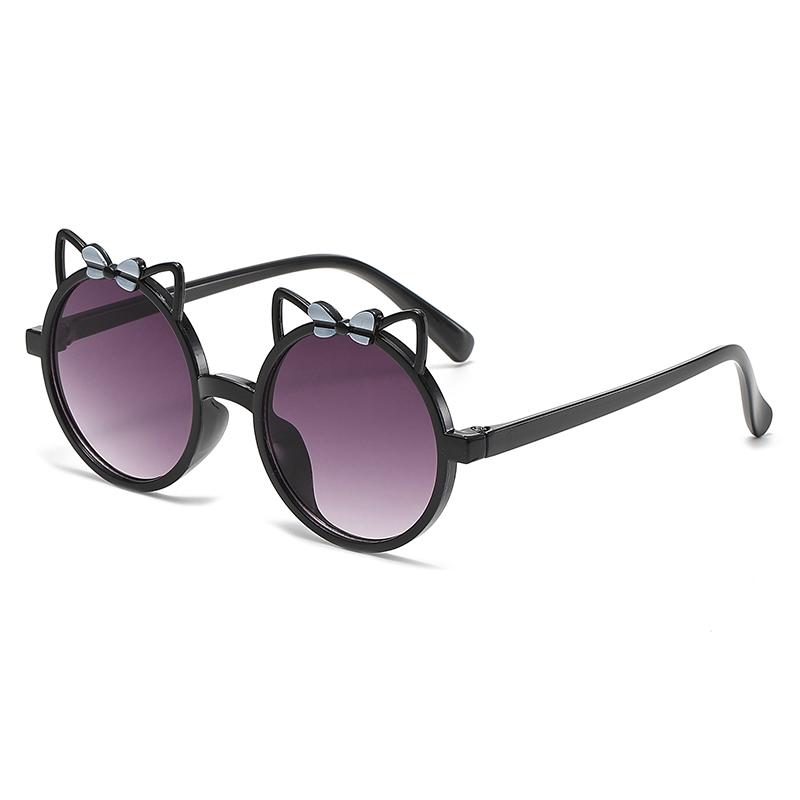 Children's Cartoon Sunshade UV Protection Baby Sunglasses Little Cat Ears Decorative Round Frame Cute Sunglasses